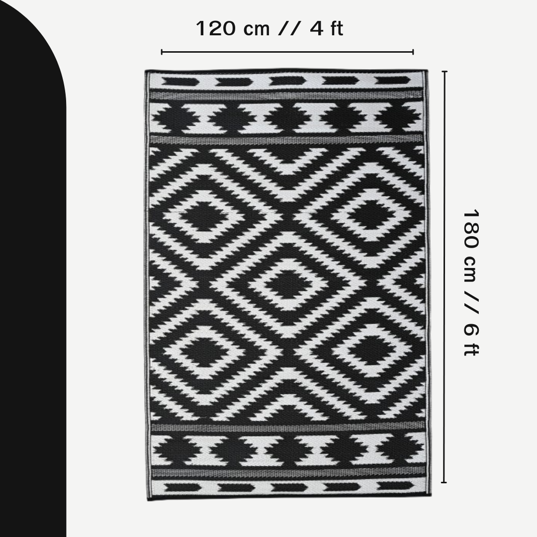 Tribal Indoor/Outdoor Patio Rug For Patio, Deck, Office, Living Room