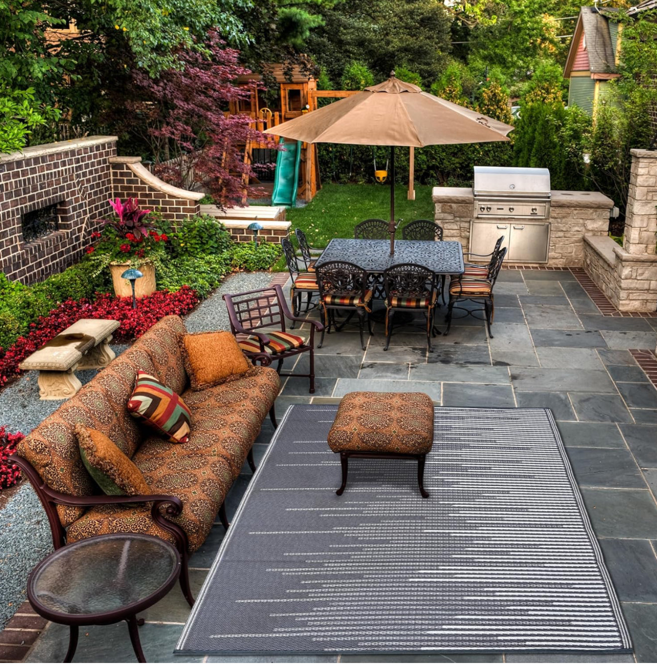 Bohemian Indoor/Outdoor Patio Rug For Patio, Deck, Office, Living Room