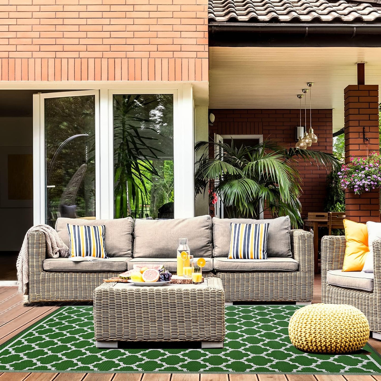 Green Delight  Indoor/Outdoor Patio Rug For Patio, Deck, Office, Living Room