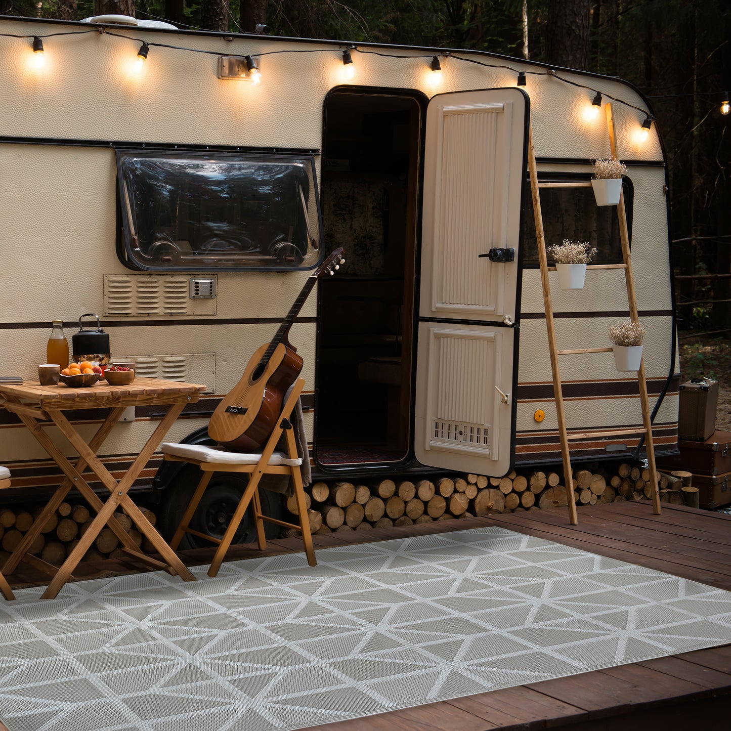 Geometric Indoor/Outdoor Patio Rug For Patio, Deck, Office, Living Room