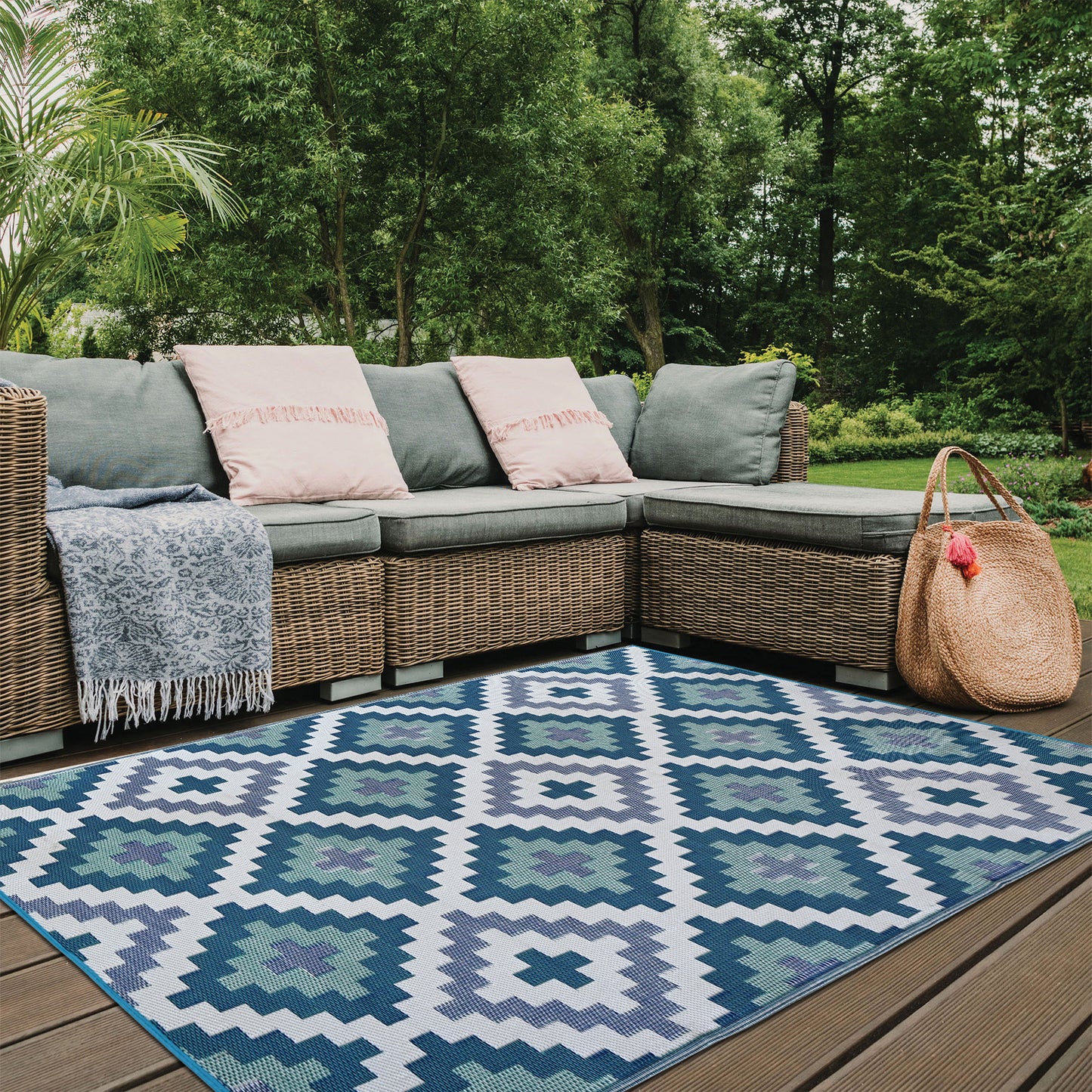 Kilim Indoor/Outdoor Patio Rug For Patio, Deck, Office, Living Rooms
